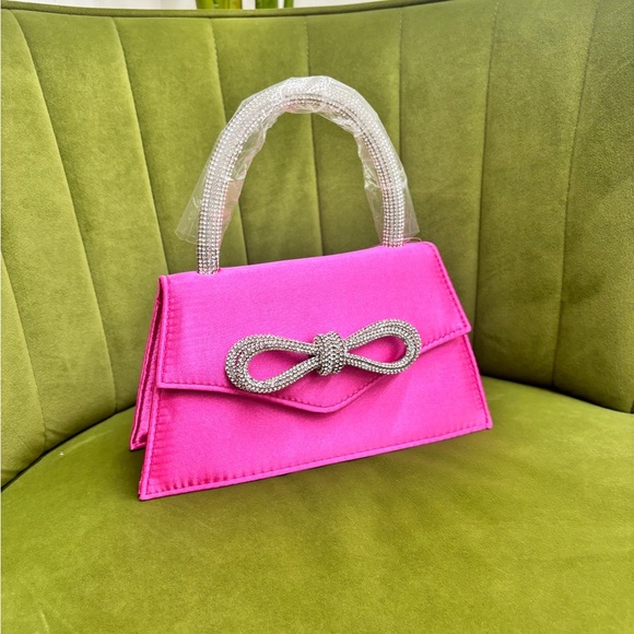 Chic Pink Mini Bag with Gold Bow